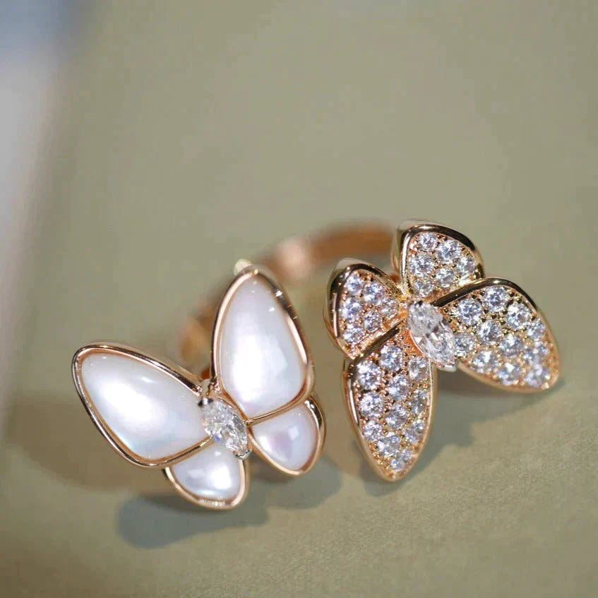 [Glimmer]TWIN BUTTERFLY DIAMOND MOP RING