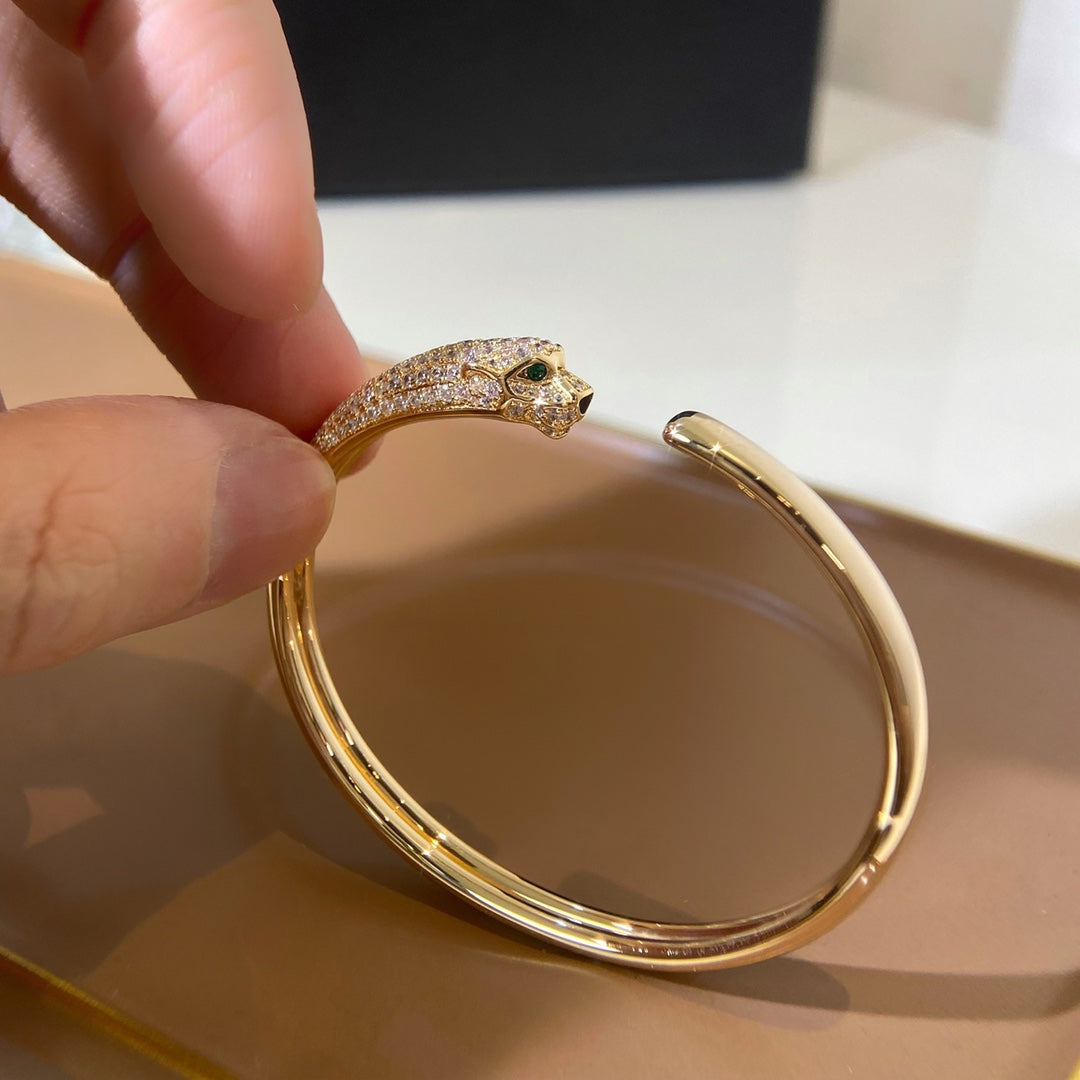 [Glimmer]PANTHERE GOLD DIAMOND OPEN BRACELET