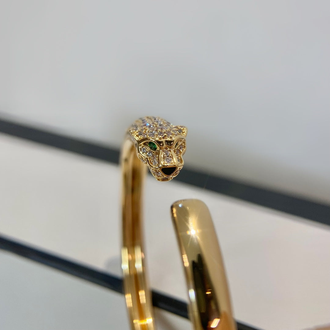 [Glimmer]PANTHERE GOLD DIAMOND OPEN BRACELET