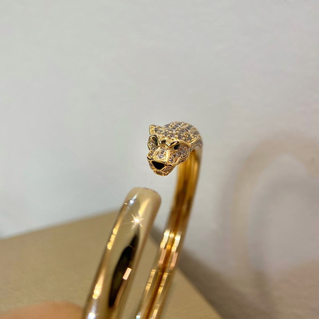 [Glimmer]PANTHERE GOLD DIAMOND OPEN BRACELET
