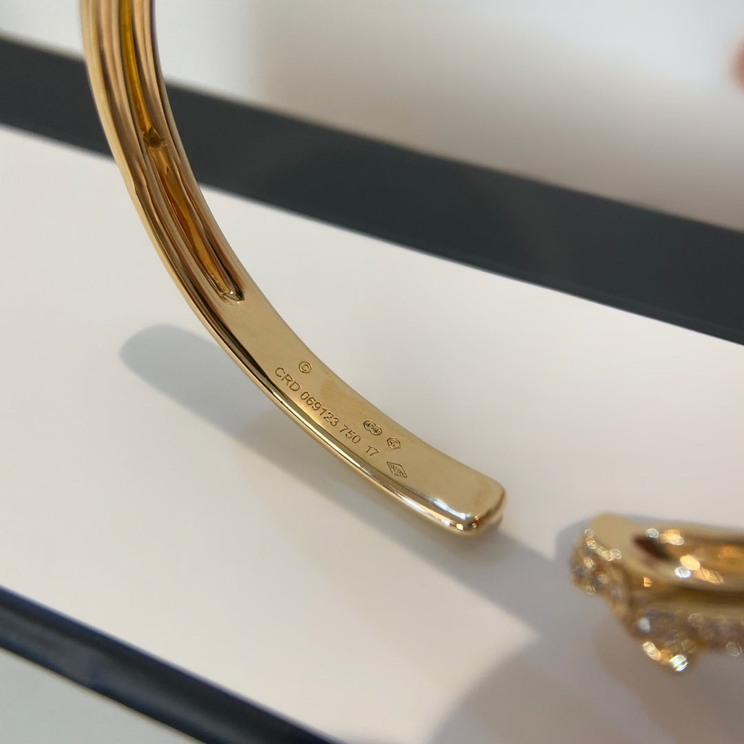 [Glimmer]PANTHERE GOLD DIAMOND OPEN BRACELET