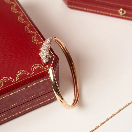 [Glimmer]PANTHERE Glimmer GOLD DIAMOND OPEN BRACELET
