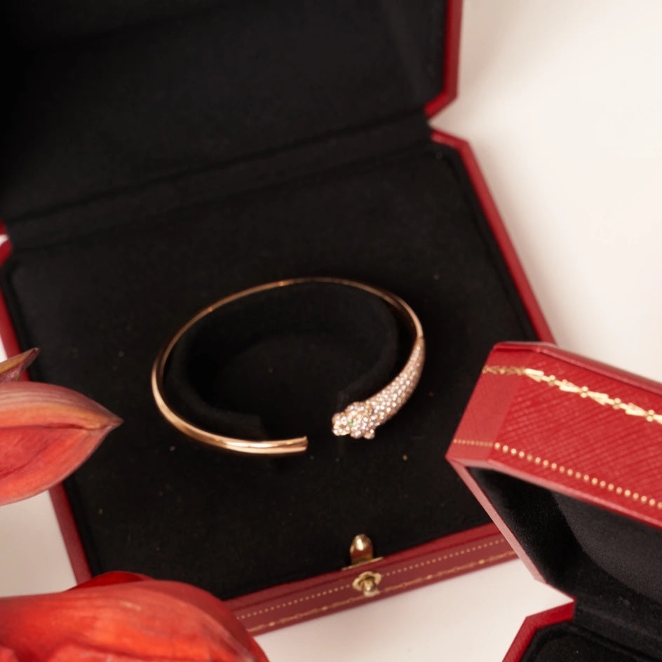 [Glimmer]PANTHERE Glimmer GOLD DIAMOND OPEN BRACELET