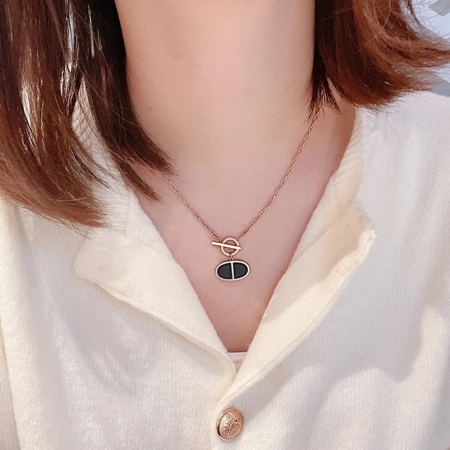 [Glimmer]CHAINE VERSO BLACK CERAMIC NECKLACE