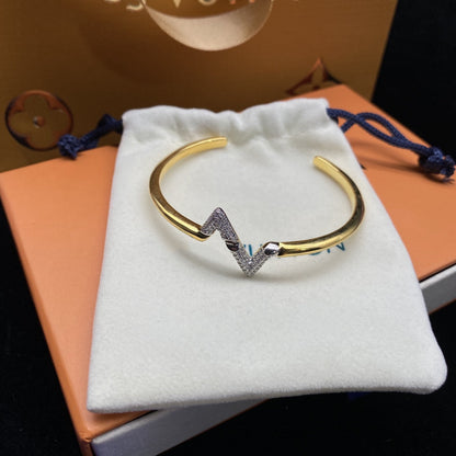 [Glimmer]VOLTE UPSITE DOWN DIAMOND GOLD OPEN BRACELET