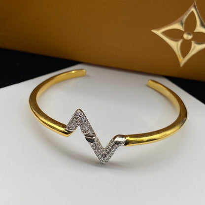 [Glimmer]VOLTE UPSITE DOWN DIAMOND GOLD OPEN BRACELET