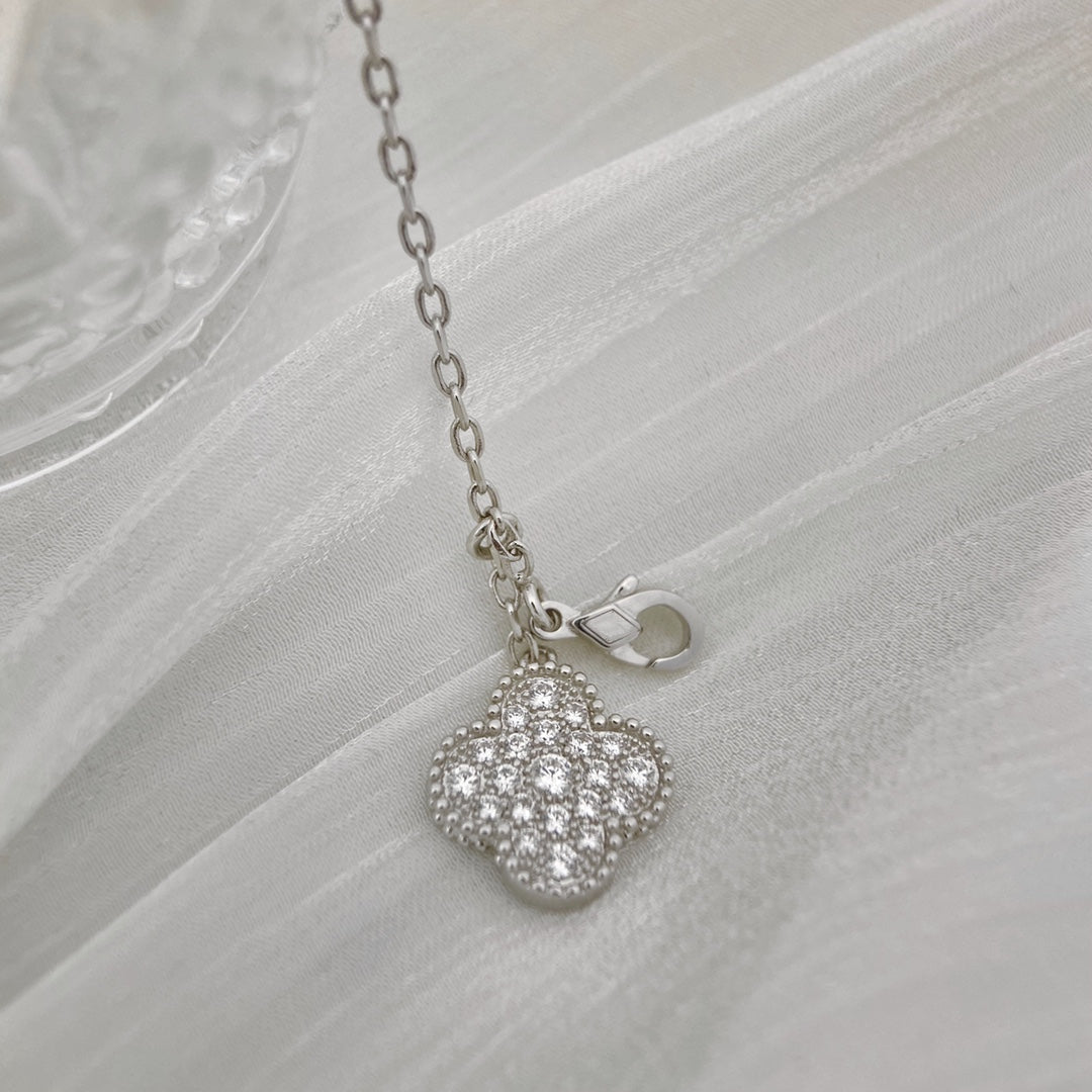 [Glimmer]クローバー 5モチーフ シルバー ダイヤモンド ネックレス