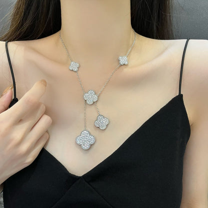 [Glimmer]クローバー 5モチーフ シルバー ダイヤモンド ネックレス