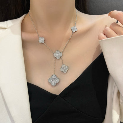 [Glimmer]クローバー 5モチーフ シルバー ダイヤモンド ネックレス
