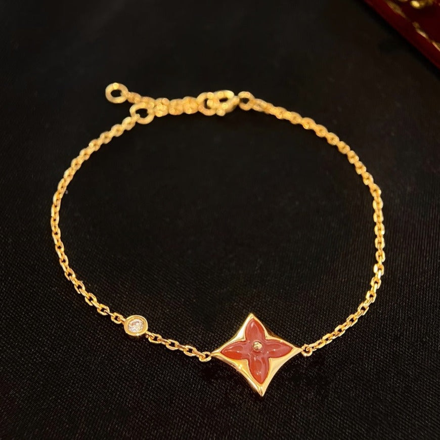 [Glimmer]COLOR STAR CARNELIAN PINK GOLD DIAMOND BRACELET