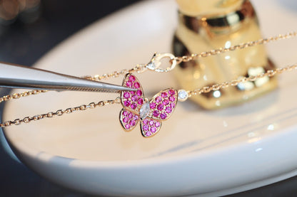 [Glimmer]BUTTERFLY RED DIAMOND Glimmer ゴールドネックレス