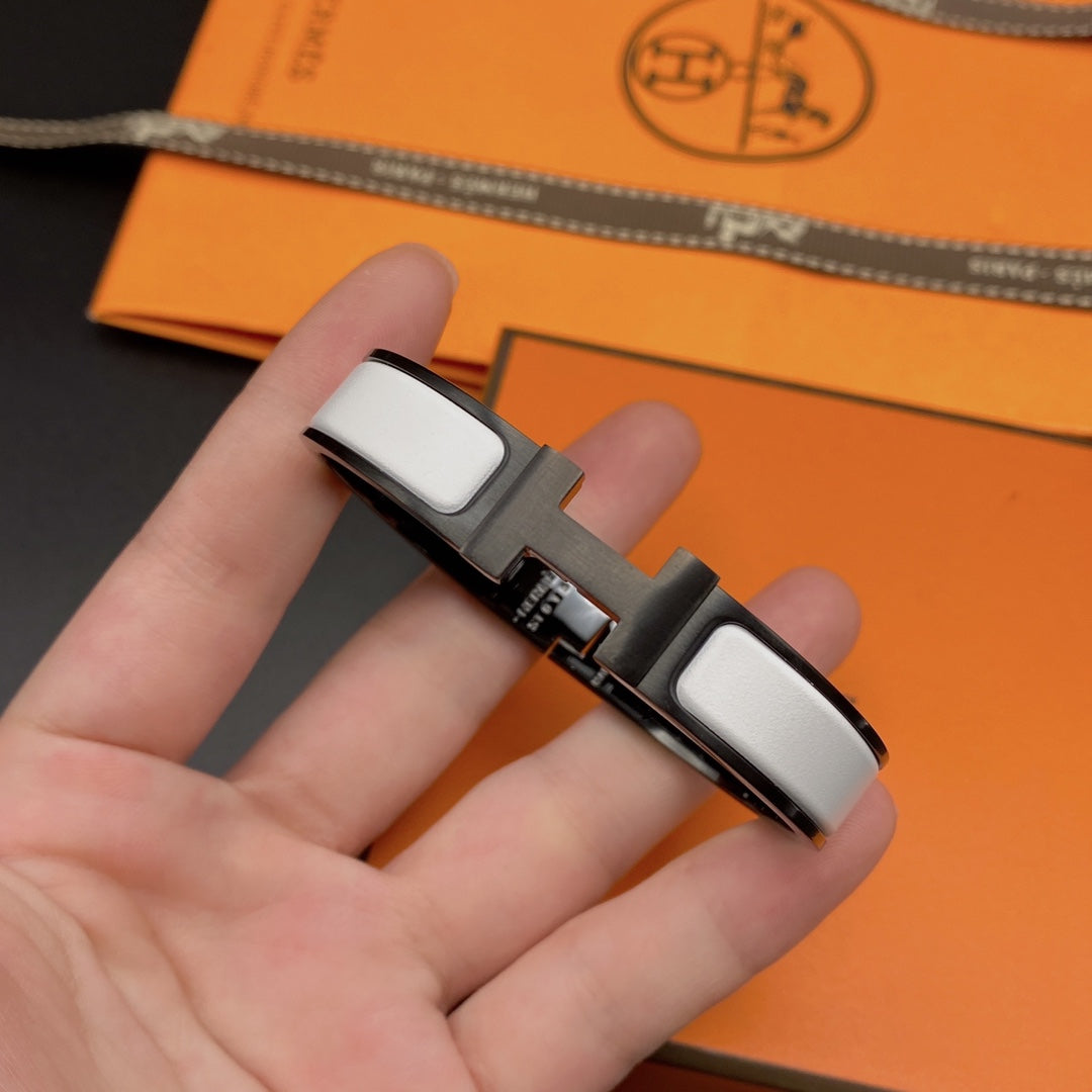 [Glimmer]H ブレスレット 12MM ブラック ホワイト セラミック