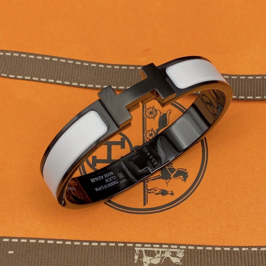 [Glimmer]H ブレスレット 12MM ブラック ホワイト セラミック