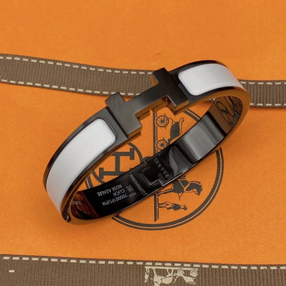 [Glimmer]H ブレスレット 12MM ブラック ホワイト セラミック