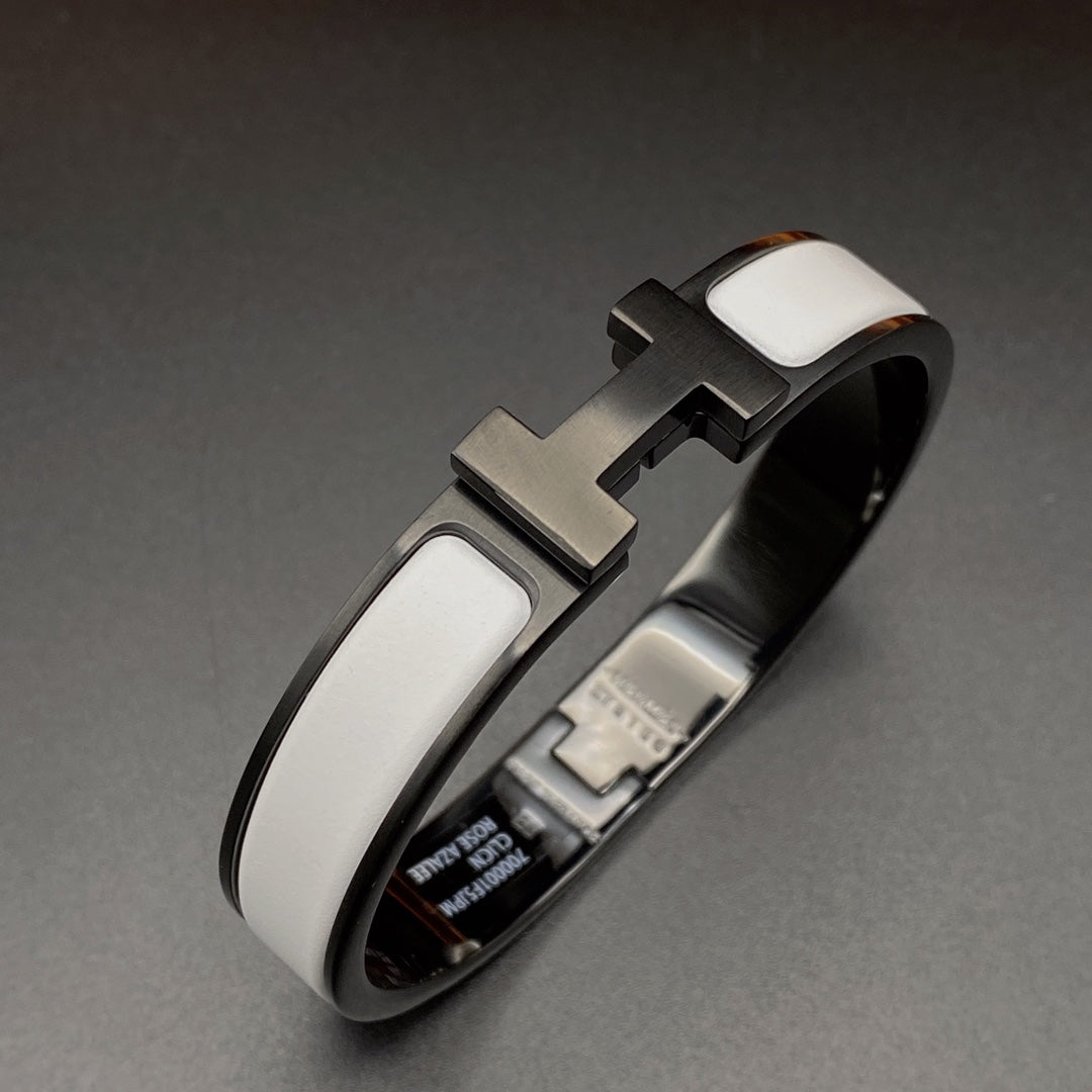 [Glimmer]H ブレスレット 12MM ブラック ホワイト セラミック