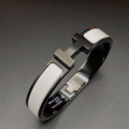 [Glimmer]H ブレスレット 12MM ブラック ホワイト セラミック