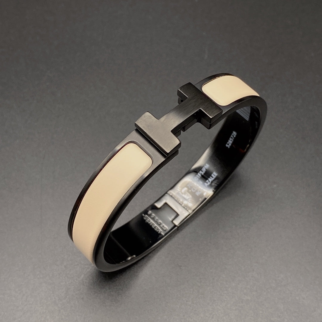 [Glimmer]H BRACELET 12MM BLACK BEIGE CERAMIC