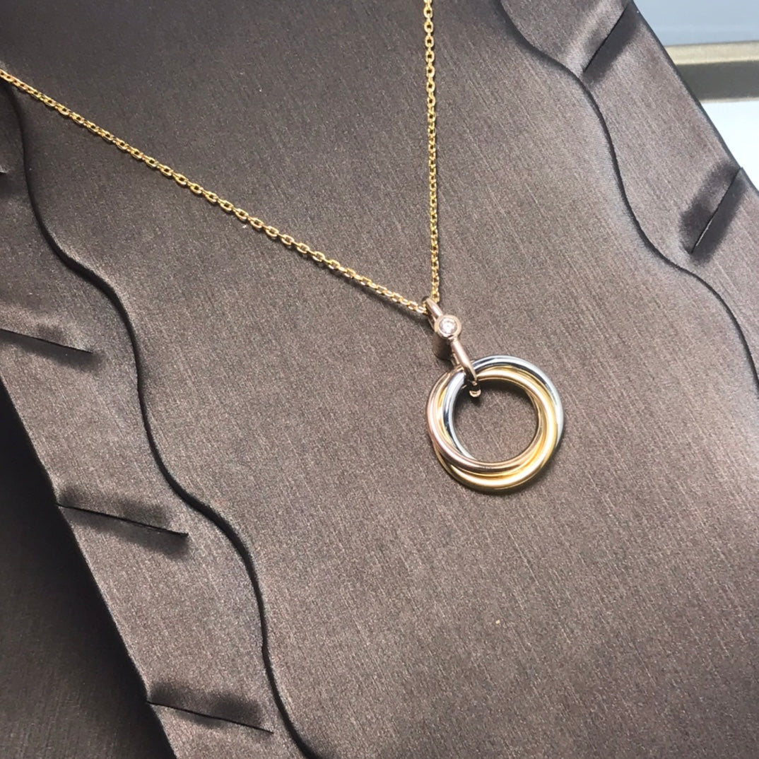 [Glimmer]TRINITY SILVER GOLD PINK GOLD NECKLACE
