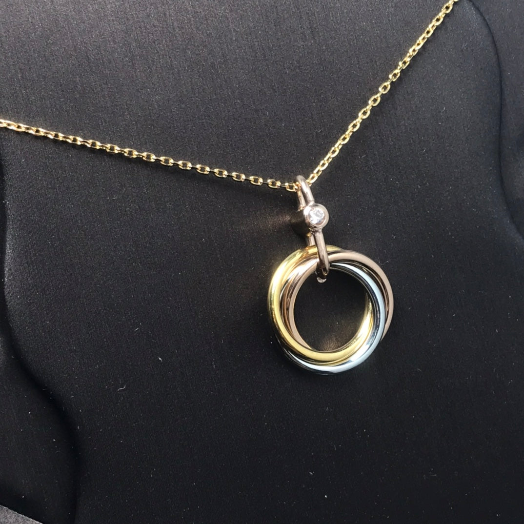 [Glimmer]TRINITY SILVER GOLD PINK GOLD NECKLACE