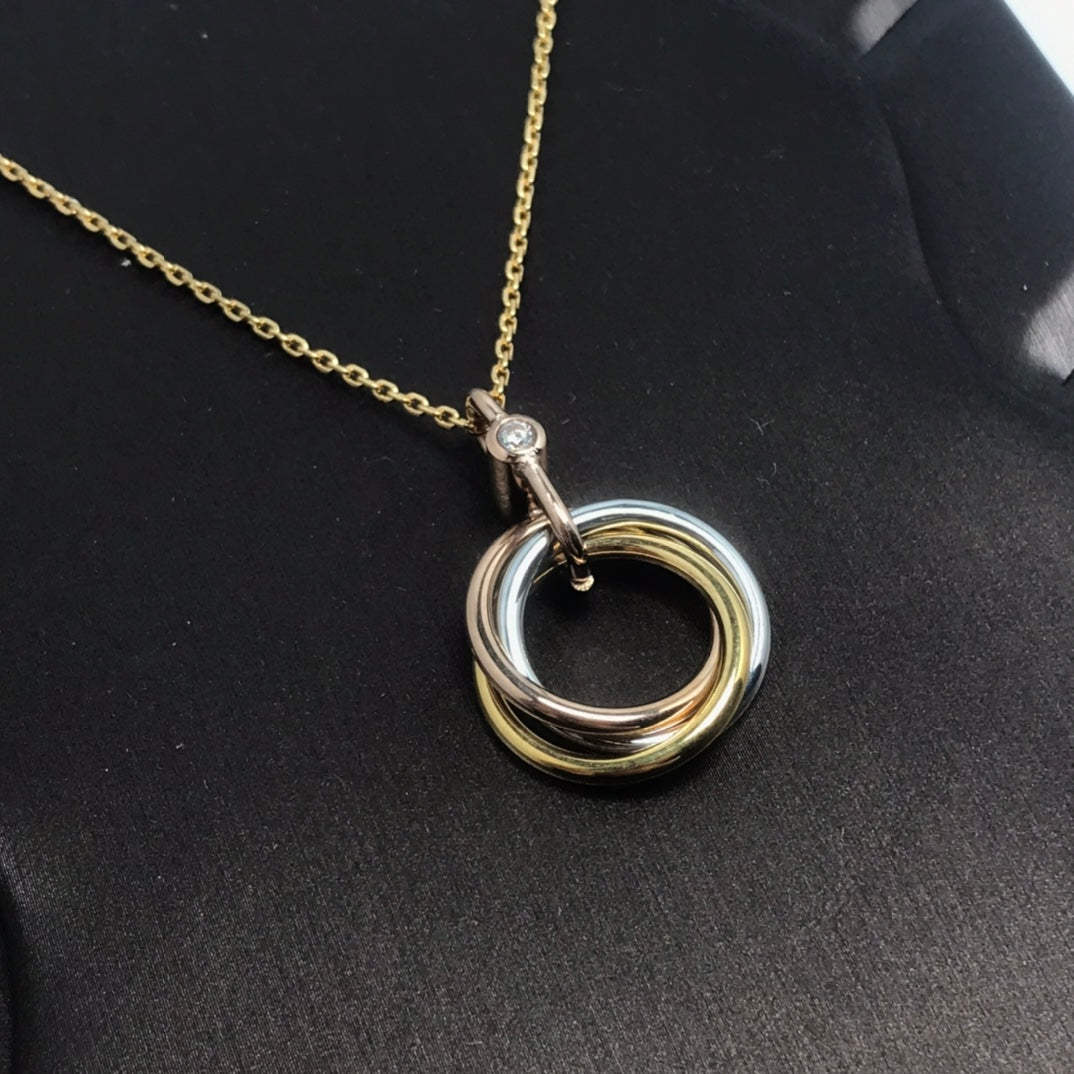 [Glimmer]TRINITY SILVER GOLD PINK GOLD NECKLACE