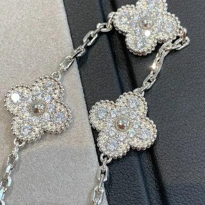 [Glimmer] CLOVER 5 MOTIF FULL DIAMOND BRACELET COLLECTION
