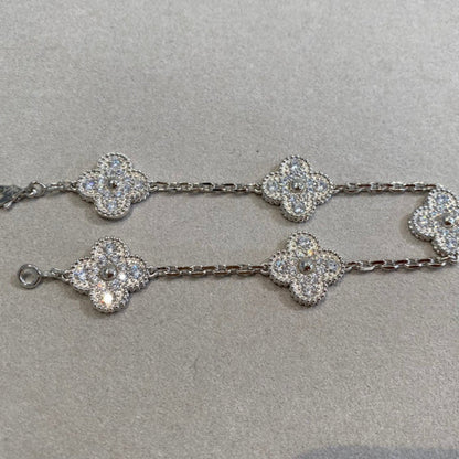 [Glimmer] CLOVER 5 MOTIF FULL DIAMOND BRACELET COLLECTION