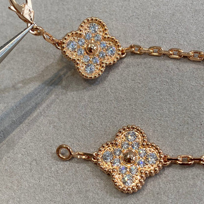 [Glimmer] CLOVER 5 MOTIF FULL DIAMOND BRACELET COLLECTION