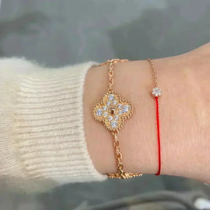 [Glimmer] CLOVER 5 MOTIF FULL DIAMOND BRACELET COLLECTION