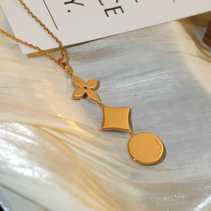 [Glimmer]STAR AND SUN DIAMOND PINK GOLD NECKLACE