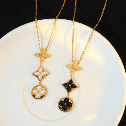 [Glimmer]STAR AND SUN ONYX PINK GOLD NECKLACE