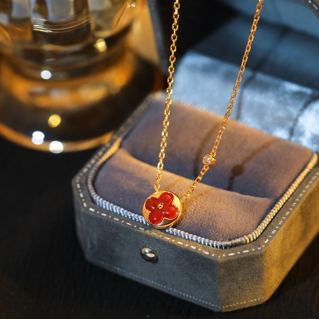 [Glimmer]SUN PEDANT PINK GOLD 1 DIAMOND NECKLACE