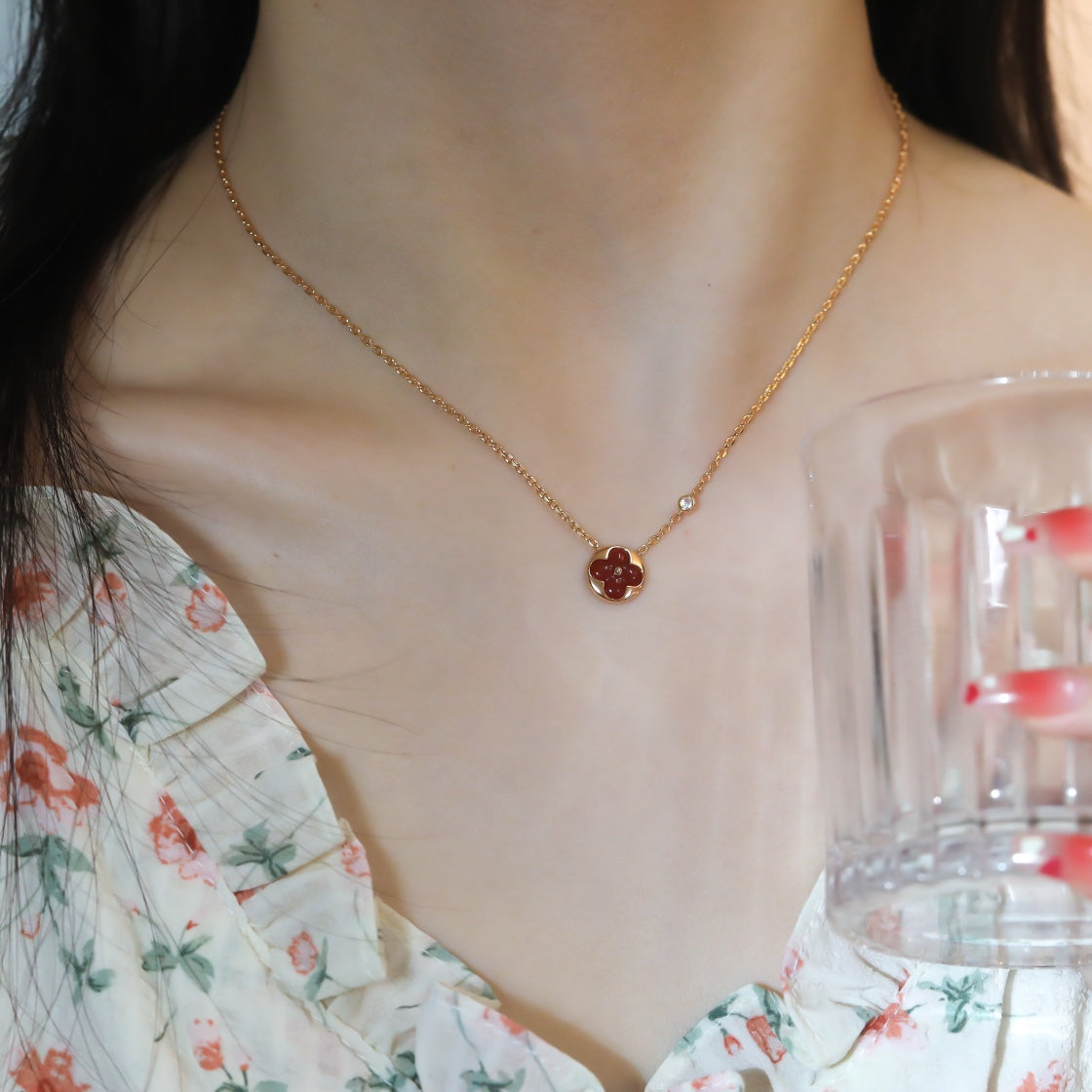 [Glimmer]SUN PEDANT PINK GOLD 1 DIAMOND NECKLACE