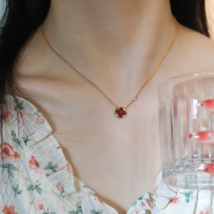 [Glimmer]SUN PEDANT PINK GOLD 1 DIAMOND NECKLACE
