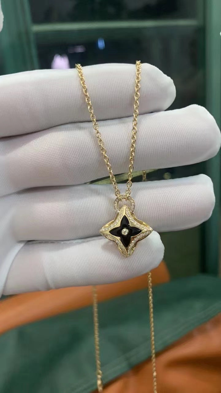[Glimmer]STAR PEDANT PINK GOLD DIAMOND NECKLACE