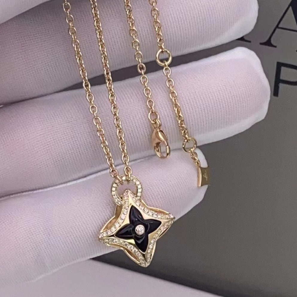 [Glimmer]STAR PEDANT PINK GOLD DIAMOND NECKLACE