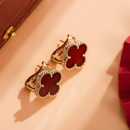 [Glimmer]CLOVER MEDIUM 1 MOTIFS CARNELIAN  EARRINGS