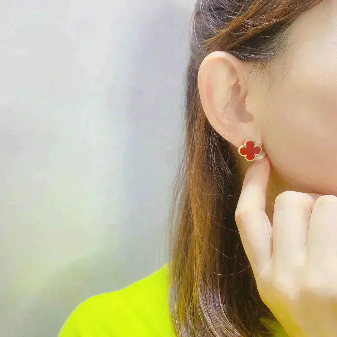 [Glimmer]CLOVER MEDIUM 1 MOTIFS CARNELIAN  EARRINGS