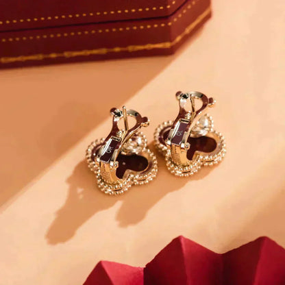 [Glimmer]CLOVER MEDIUM 1 MOTIFS CARNELIAN  EARRINGS