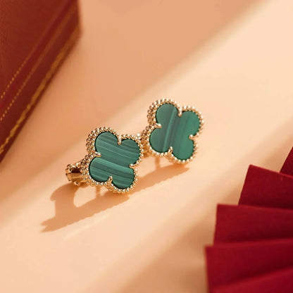 [Glimmer]CLOVER MEDIUM 1 MOTIFS MALACHITE  EARRINGS