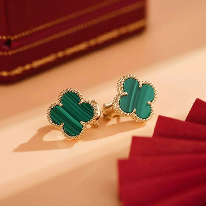 [Glimmer]CLOVER MEDIUM 1 MOTIFS MALACHITE  EARRINGS
