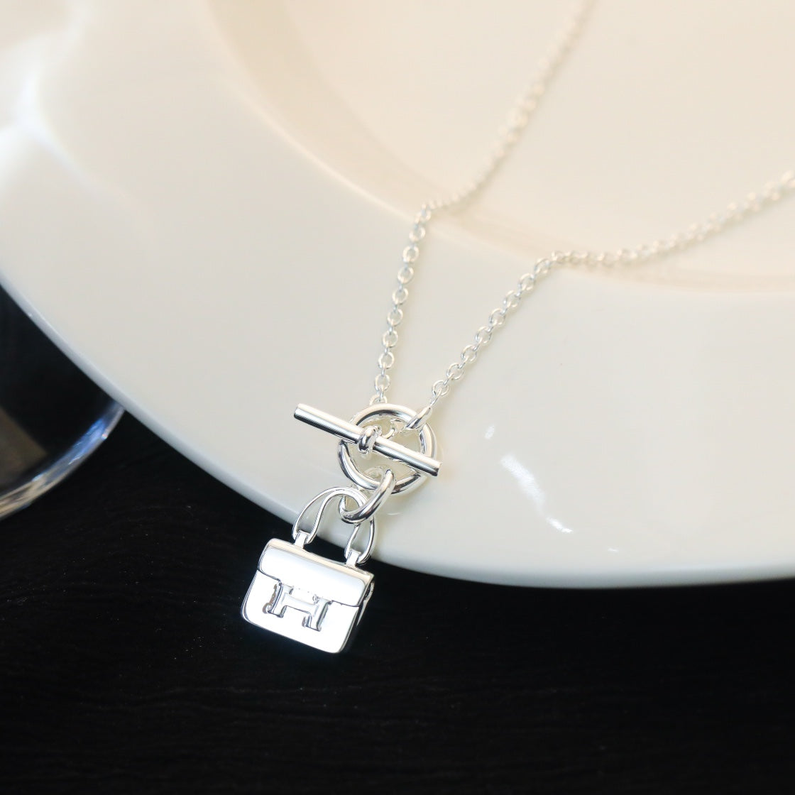 [Glimmer]POP H PEDANT SILVER NECKLACE