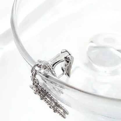 [Glimmer]CLOVER 2 MOTIFS  DIAMOND ONYX EARRINGS SILVER
