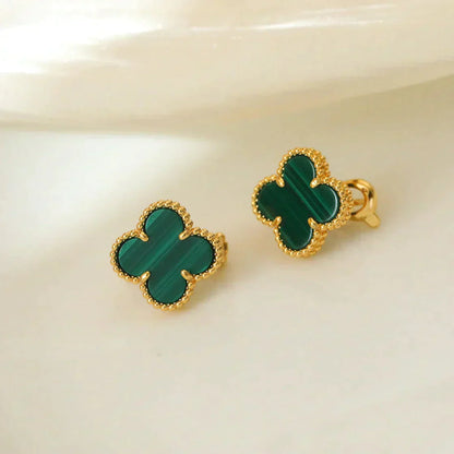 [Glimmer]CLOVER MEDIUM 1 MOTIFS MALACHITE  EARRINGS