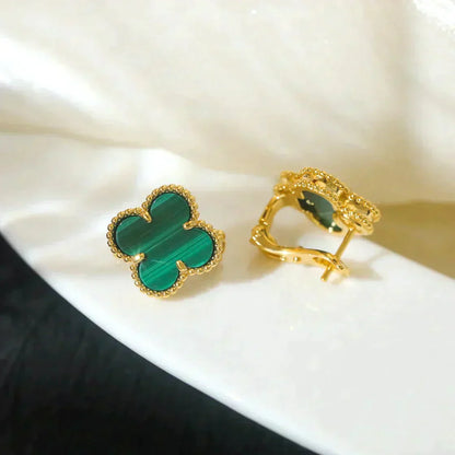 [Glimmer]CLOVER MEDIUM 1 MOTIFS MALACHITE  EARRINGS