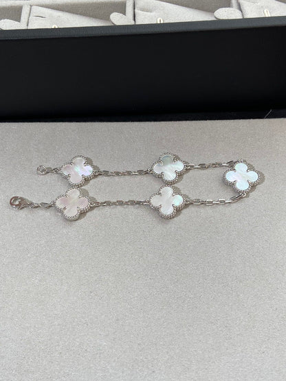 [Glimmer]CLOVER WHITE PEARL MOP 5 MOTIF BRACELET COLLECTION