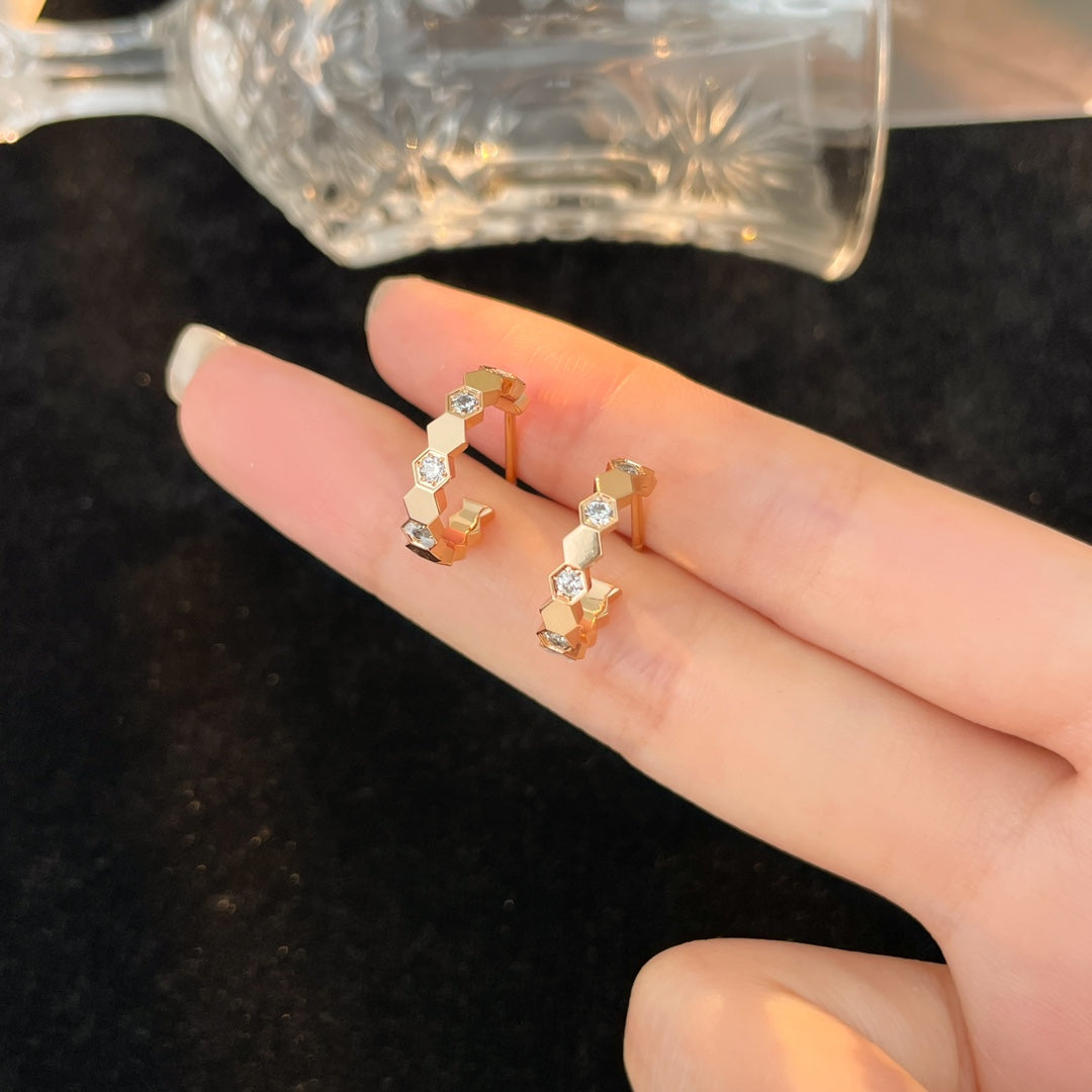 [Glimmer]BEE LOVE DIAMOND HOOP EARRINGS