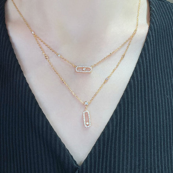 [Glimmer]MOVE 2 ROW DIAMOND NECKLACE
