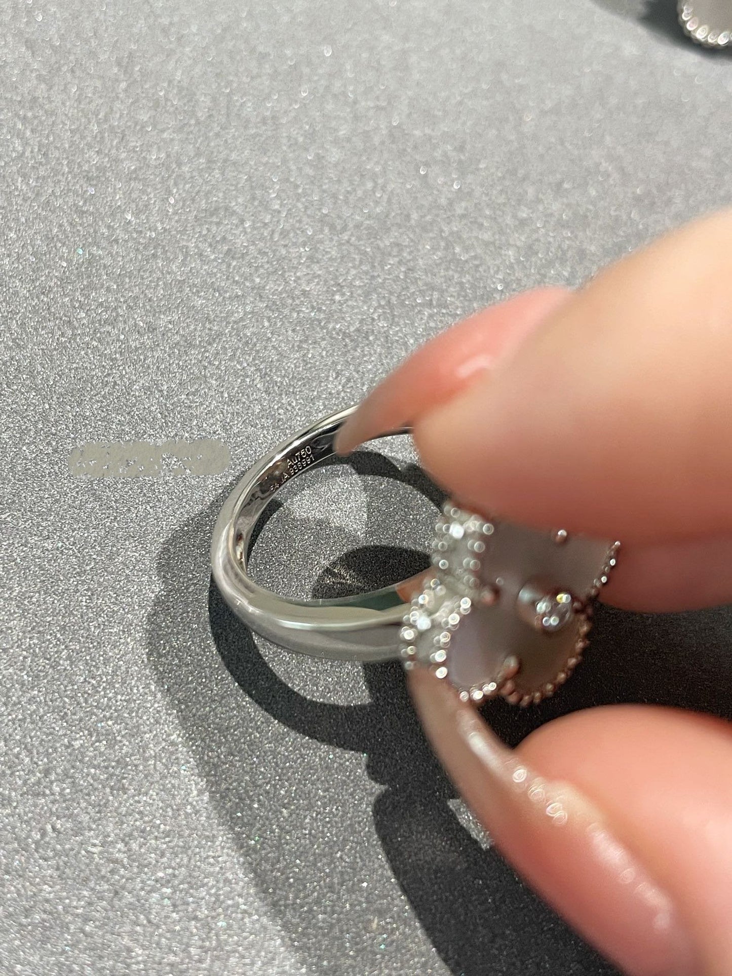 [Glimmer]クローバー シルバー モップ ダイヤモンド リング
