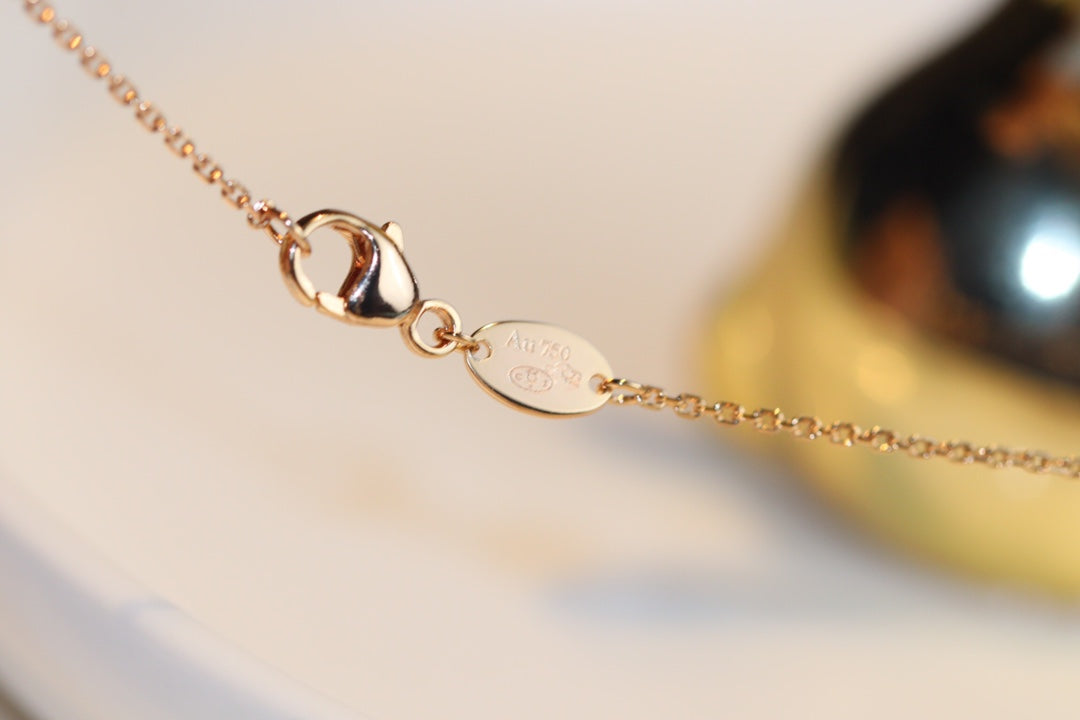 [Glimmer]JEUX MALACHITE 1 DIAMOND PINK GOLD NECKLACE