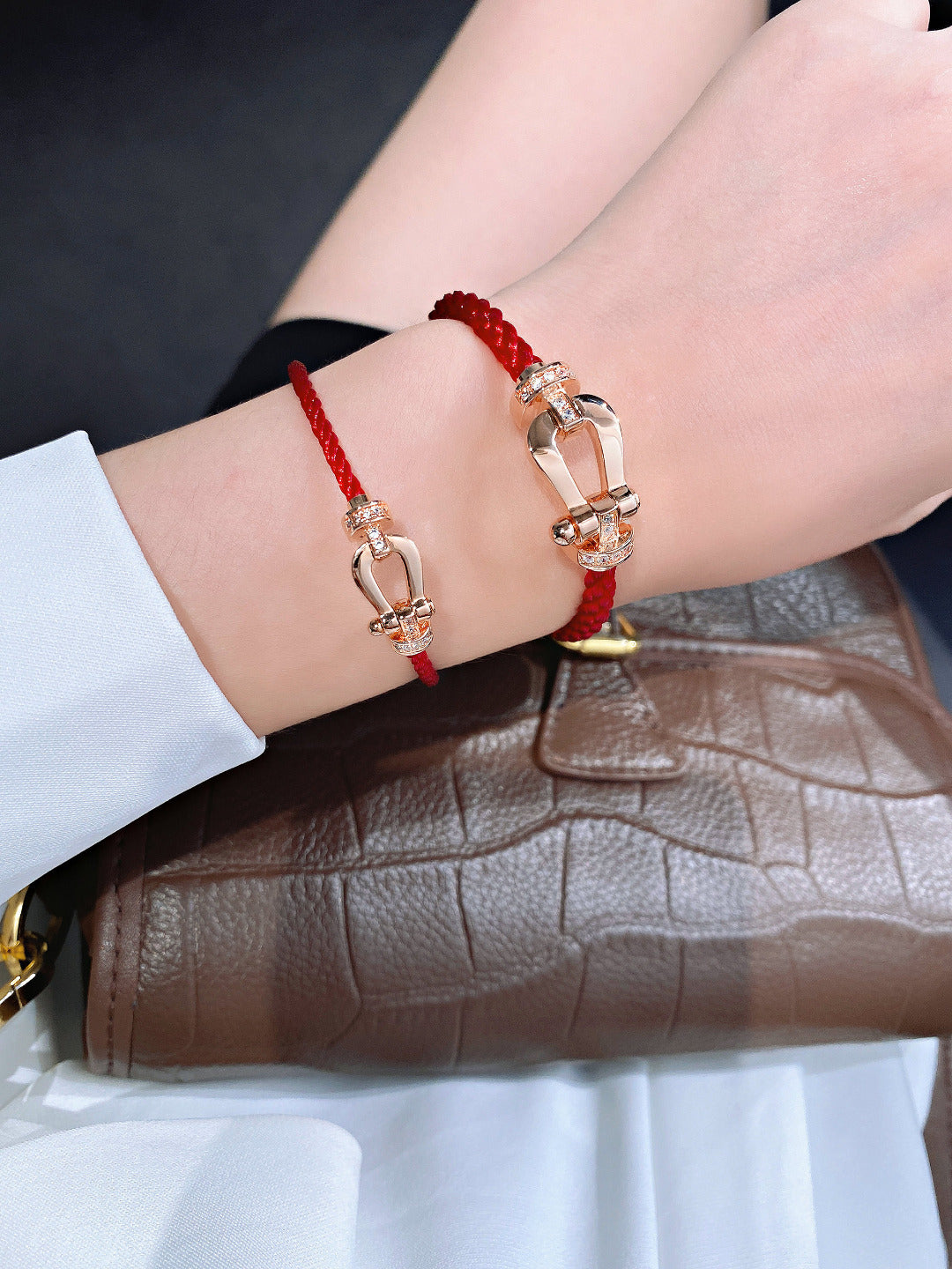 [Glimmer]FORCE 10 HALF DIAMOND PINK GOLD RED CORDERI LARGE AND MEDIUM MODEL